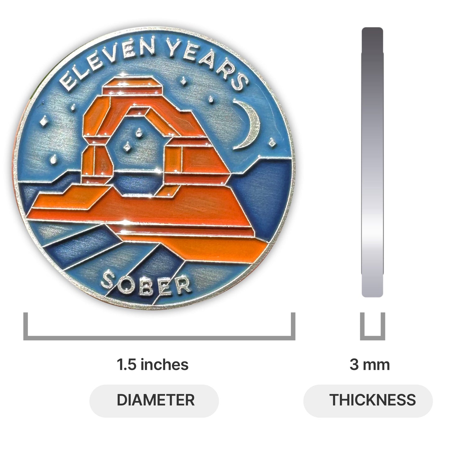 Eleven Years Sober sobriety coin - The Achieve Mint