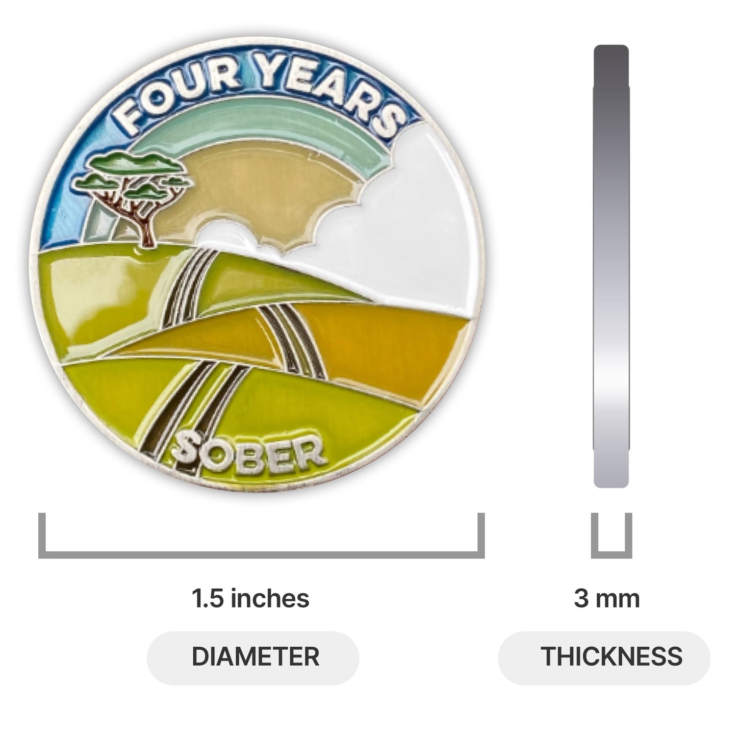Four Years Sober sobriety coin - The Achieve Mint