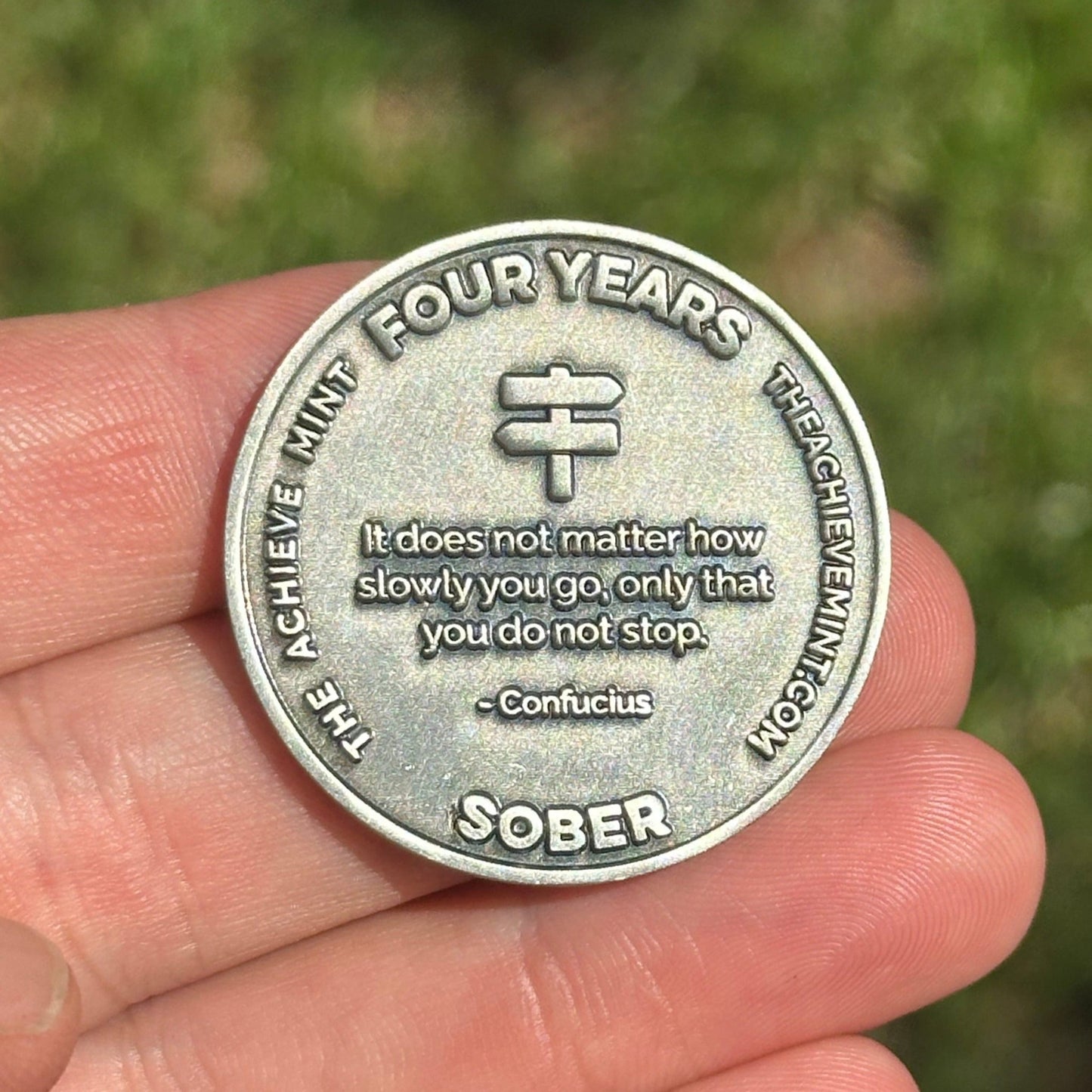 Four Years Sober sobriety coin - The Achieve Mint