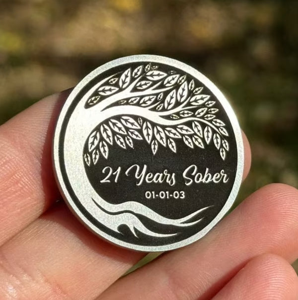 Custom Tree of Life sobriety coin