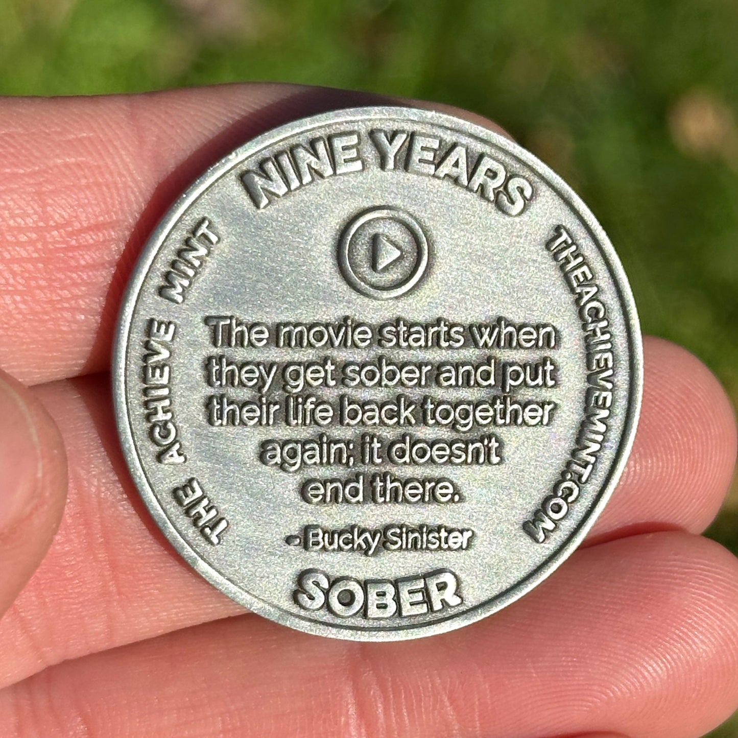 Nine Years Sober sobriety coin