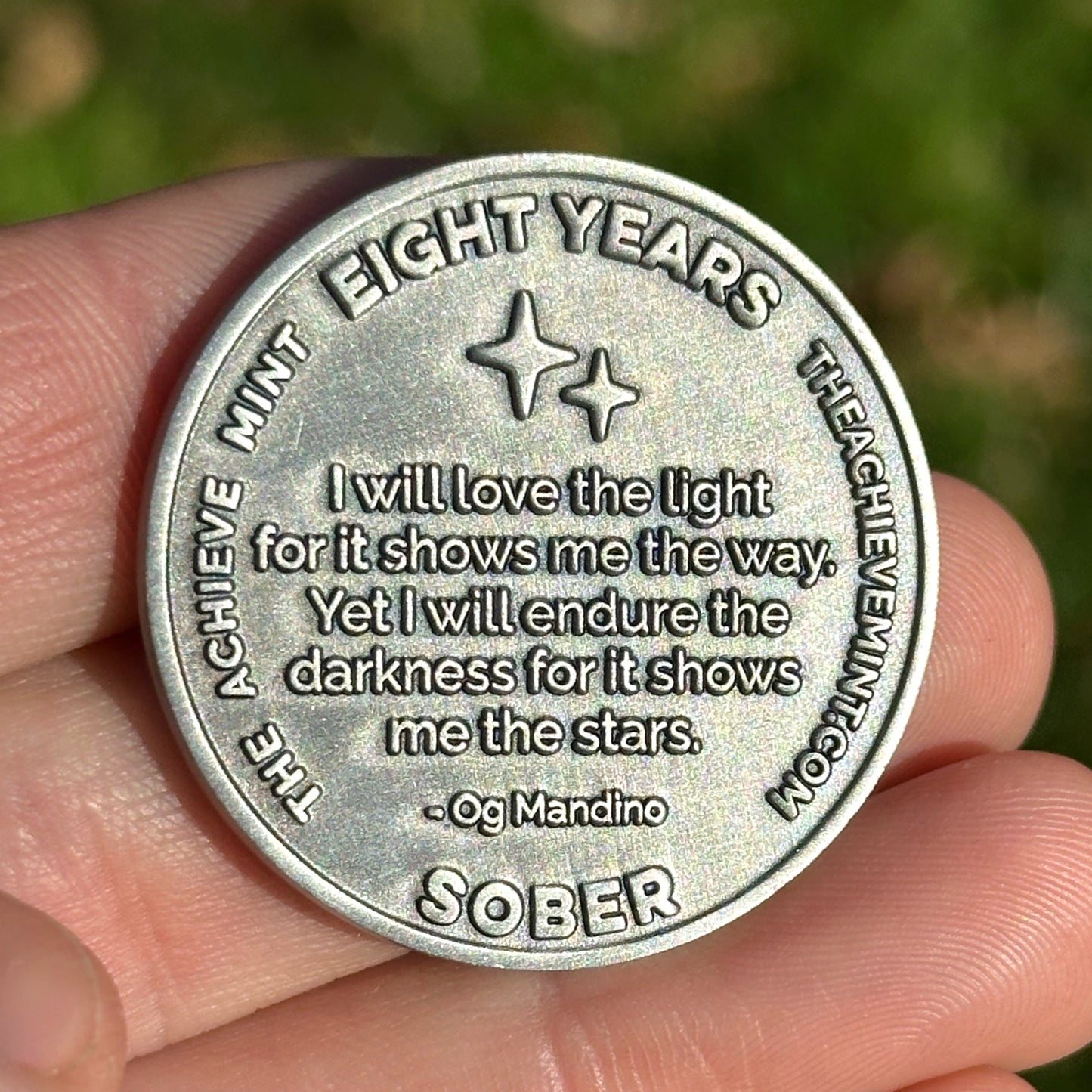 Eight Years Sober sobriety coin