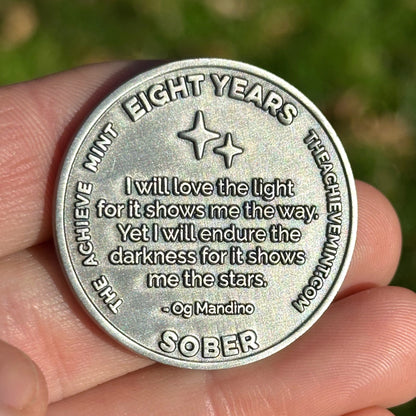 Eight Years Sober sobriety coin