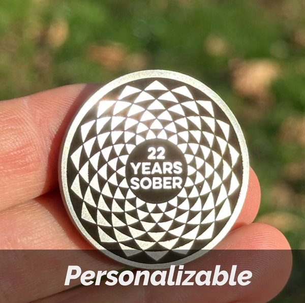 Custom Geometric Mandala sobriety coin