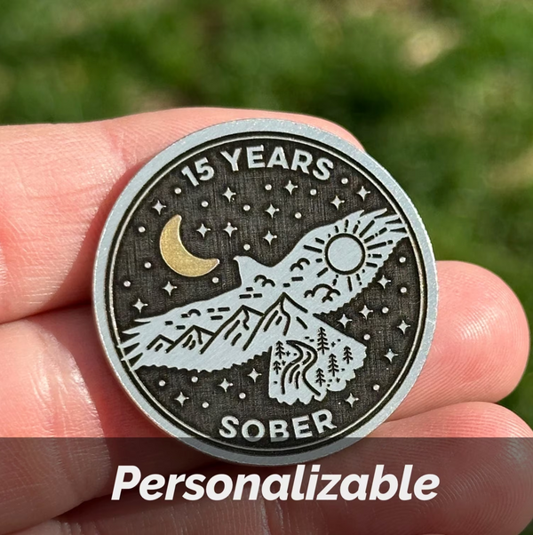 Custom Soaring Hawk sobriety coin