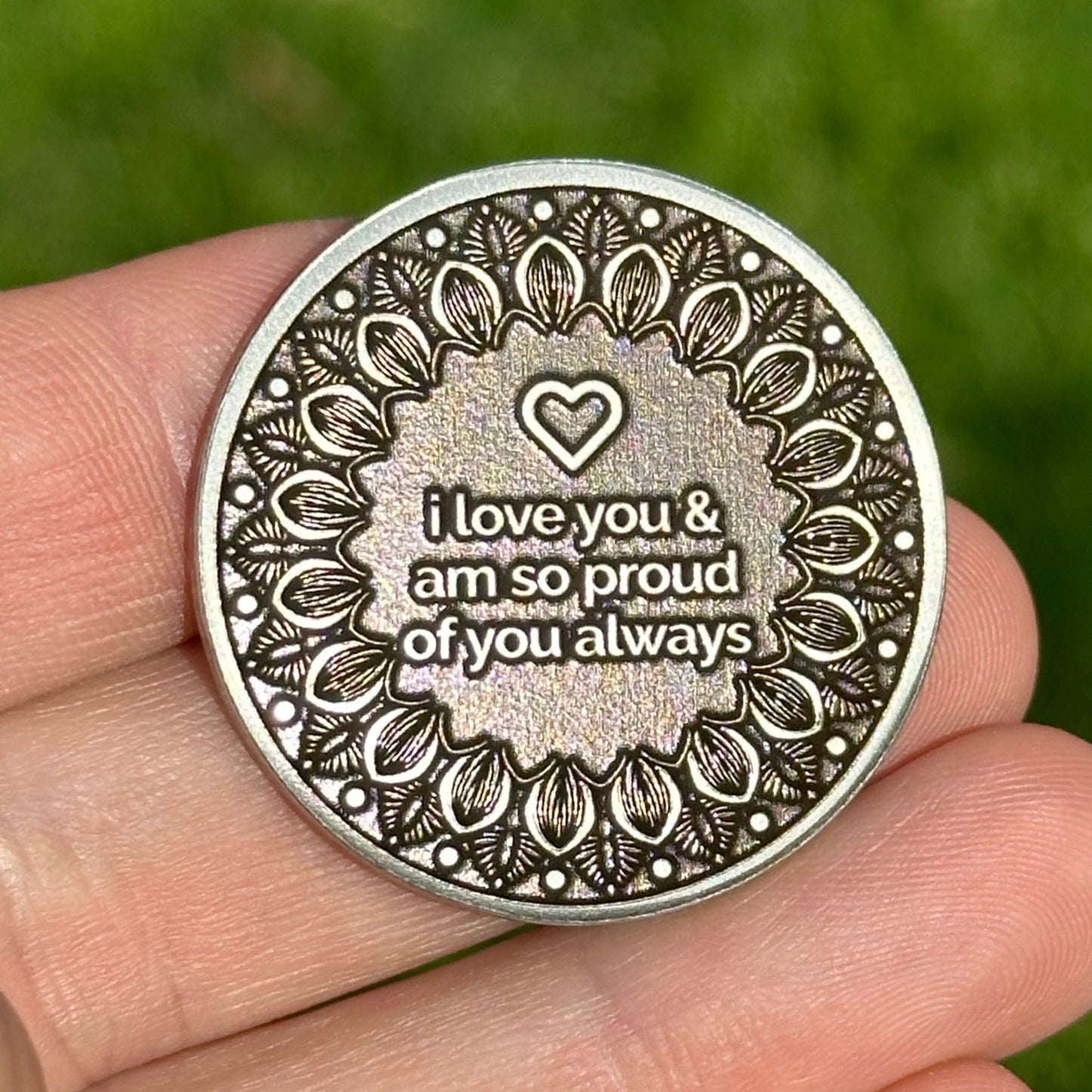 Custom Flower Mandala sobriety coin - The Achieve Mint