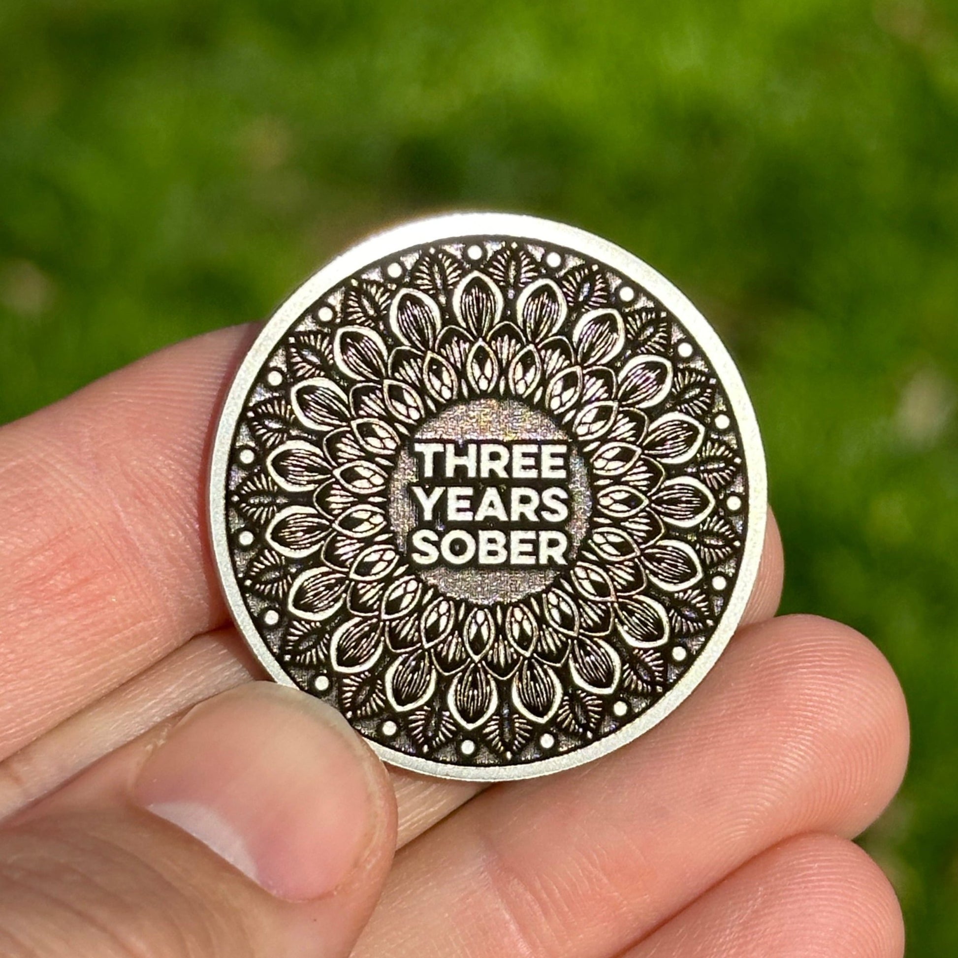 Custom Flower Mandala sobriety coin - The Achieve Mint