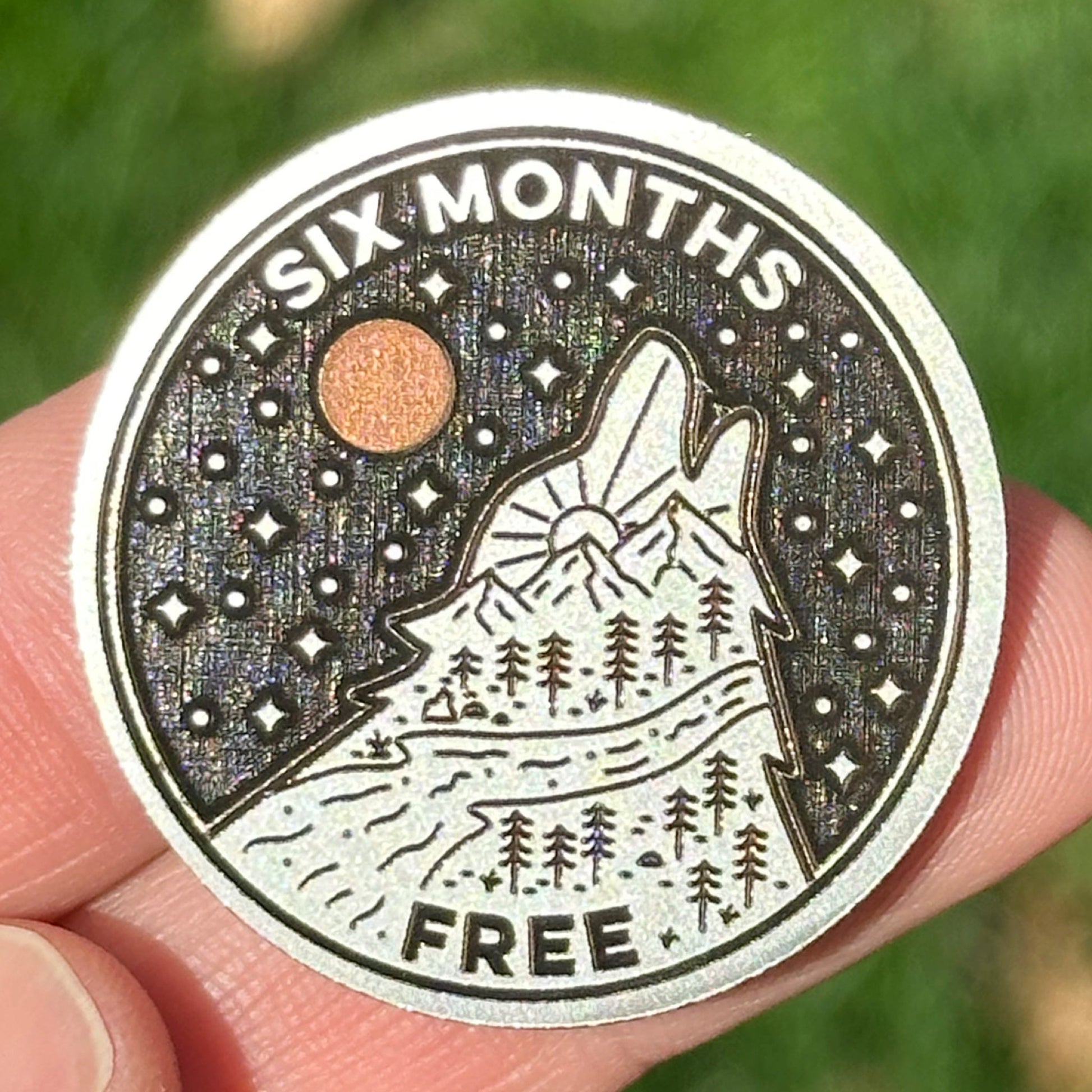 Custom Howling Wolf sobriety coin - The Achieve Mint