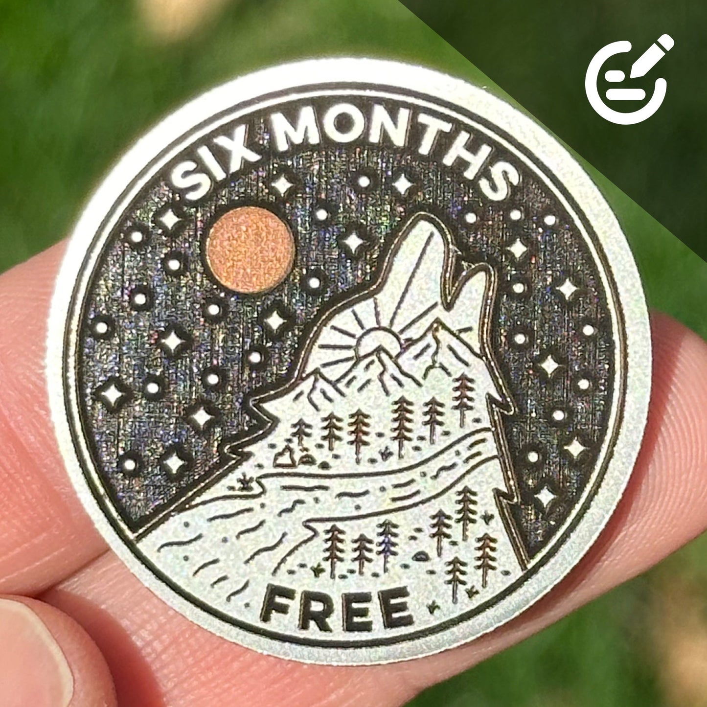 Custom Howling Wolf sobriety coin - The Achieve Mint