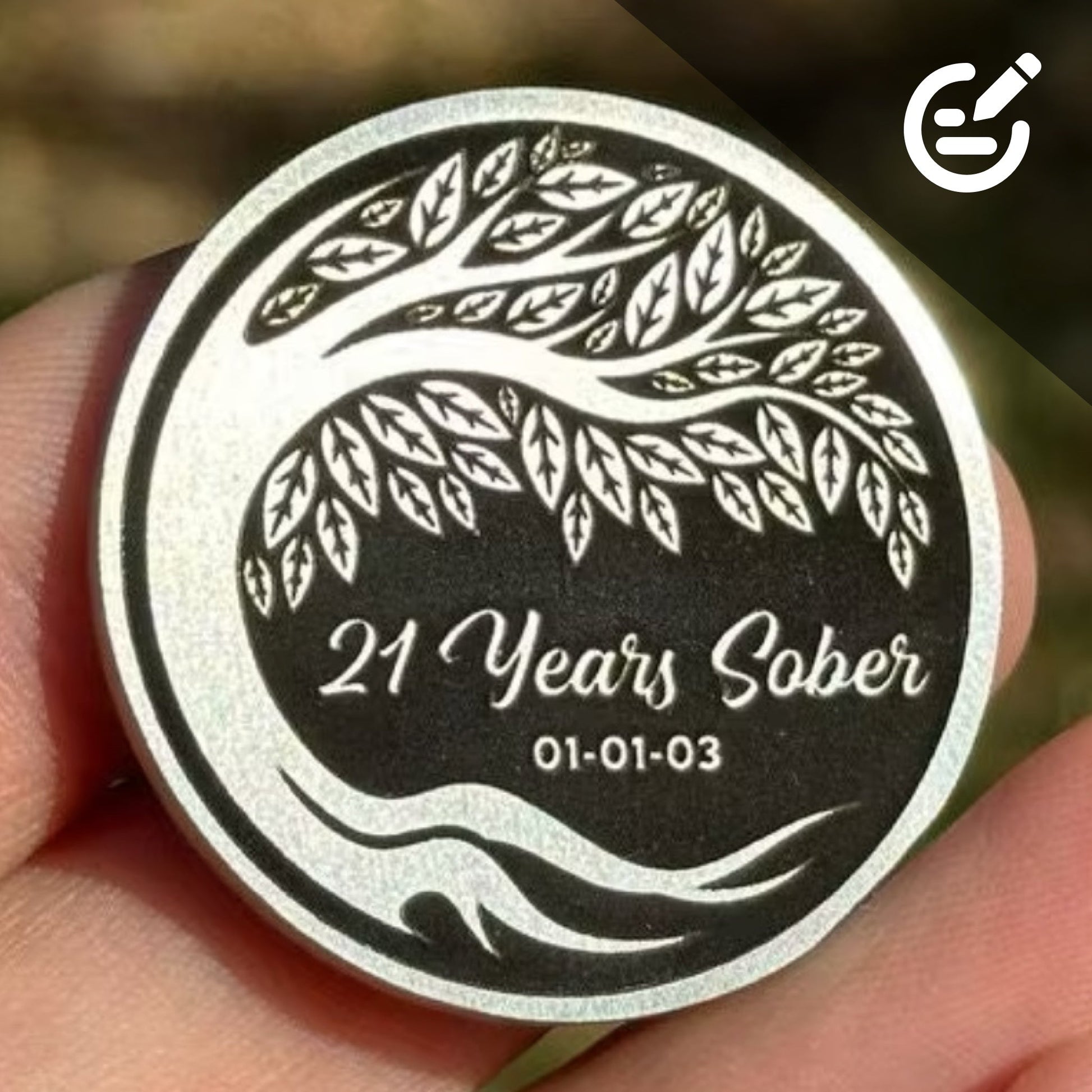 Custom Tree of Life sobriety coin - The Achieve Mint