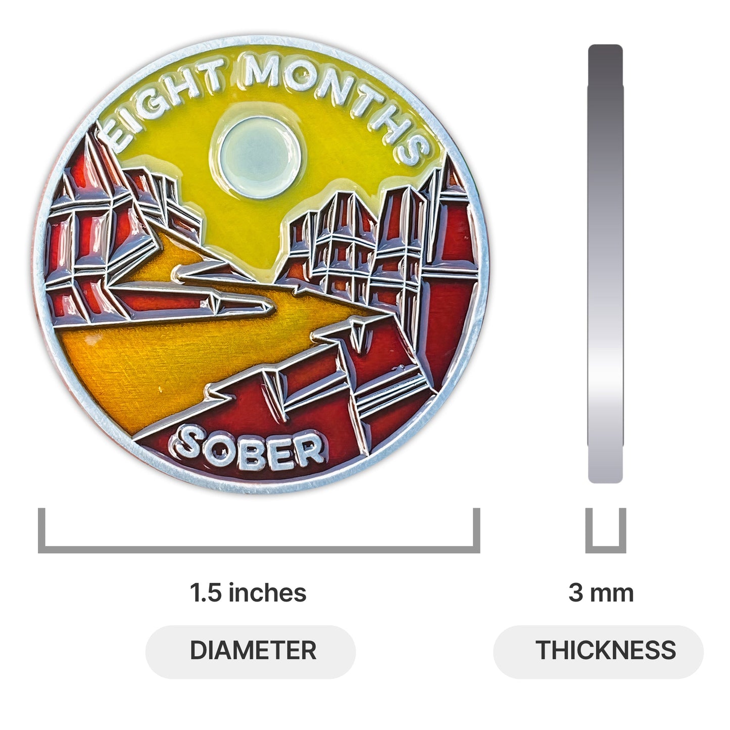 Eight Months Sober sobriety coin - The Achieve Mint