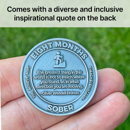 Eight Months Sober sobriety coin - The Achieve Mint
