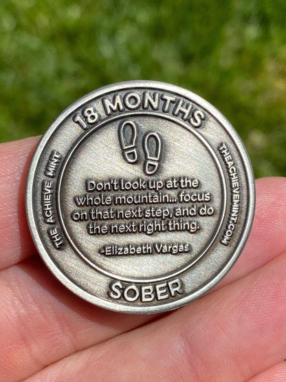 Eighteen Months Sober sobriety coin - The Achieve Mint