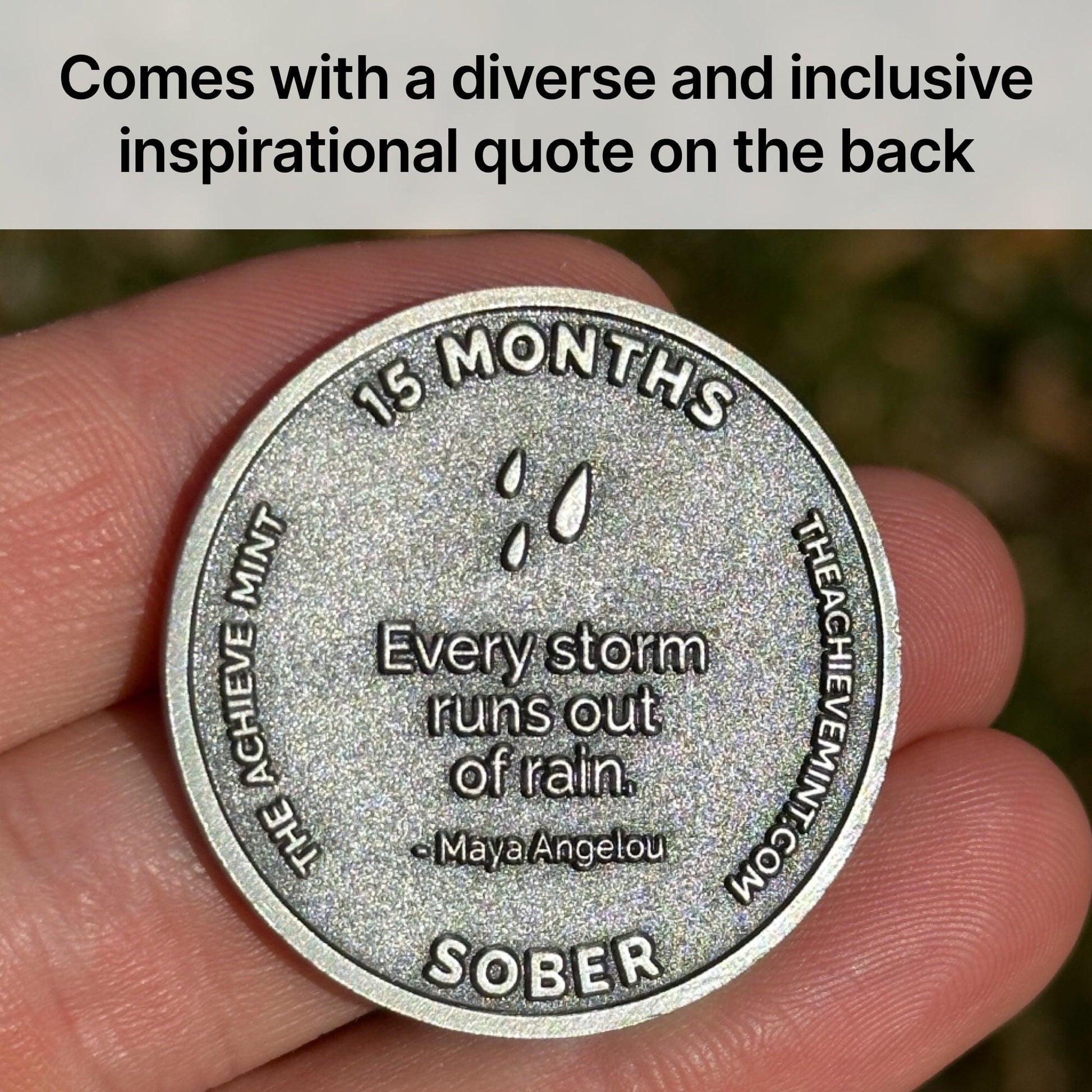 Fifteen Months Sober sobriety coin - The Achieve Mint