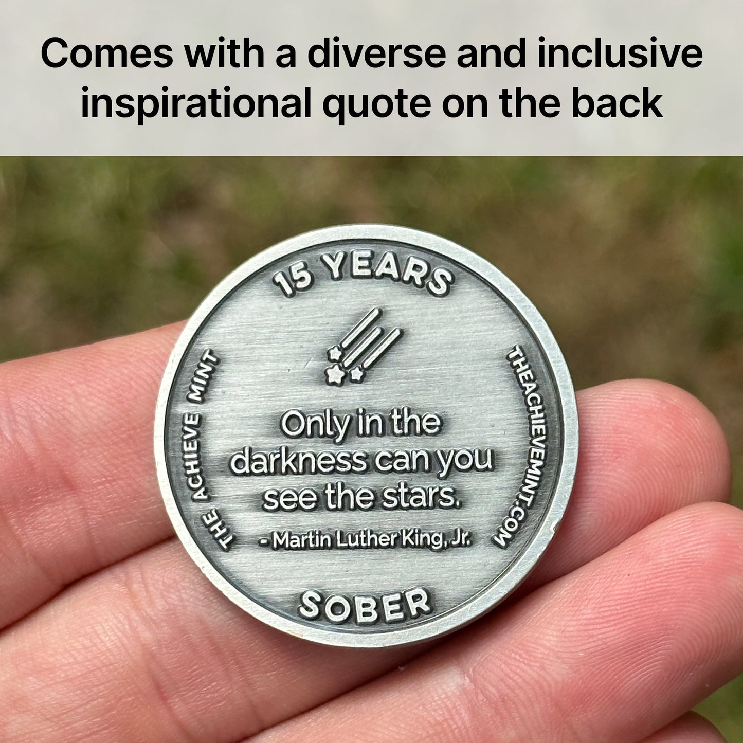 Fifteen Years sober sobriety coin - The Achieve Mint