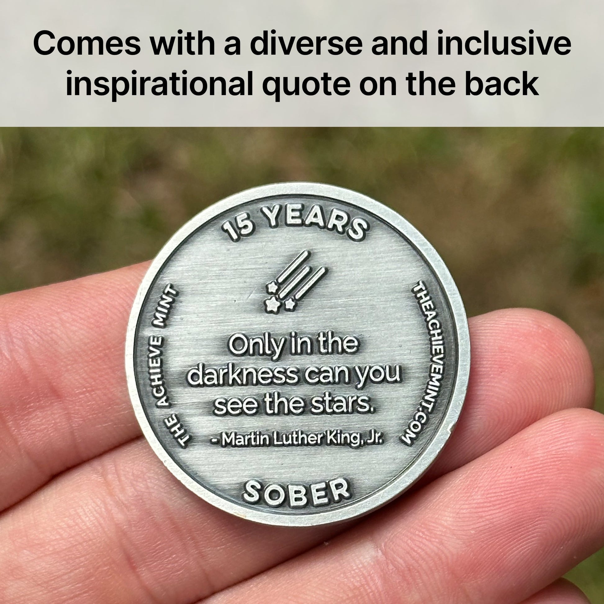 Fifteen Years sober sobriety coin - The Achieve Mint