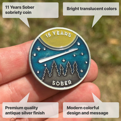 Fifteen Years sober sobriety coin - The Achieve Mint