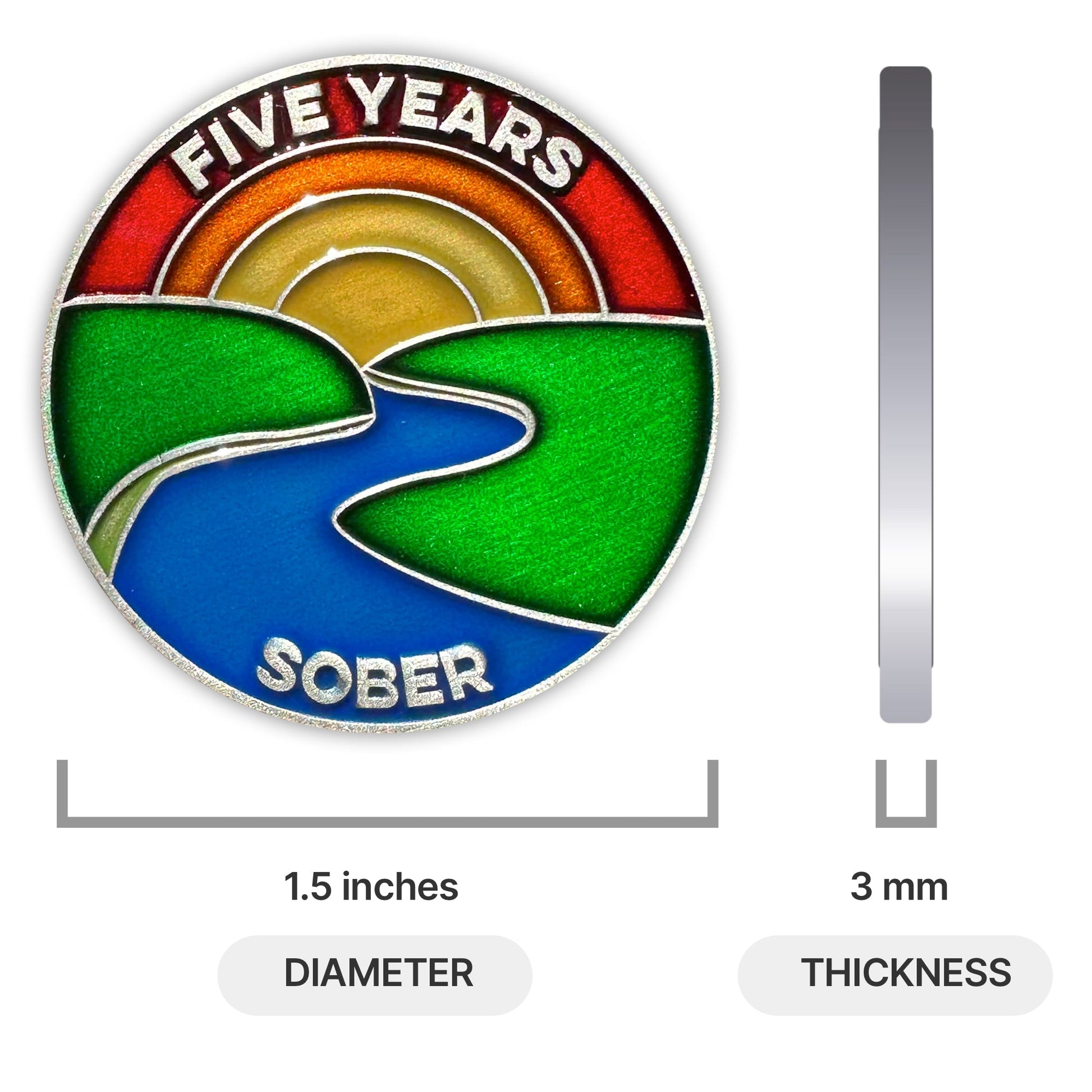 Five Years Sober sobriety coin - The Achieve Mint