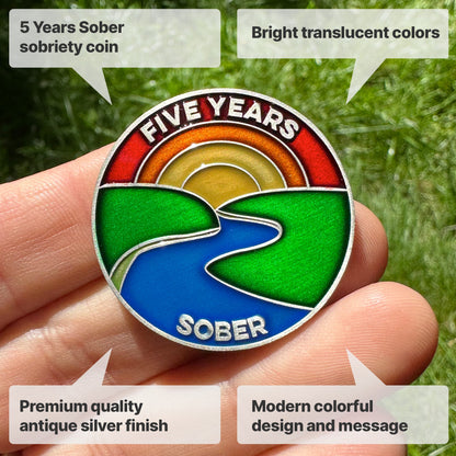 Five Years Sober sobriety coin - The Achieve Mint