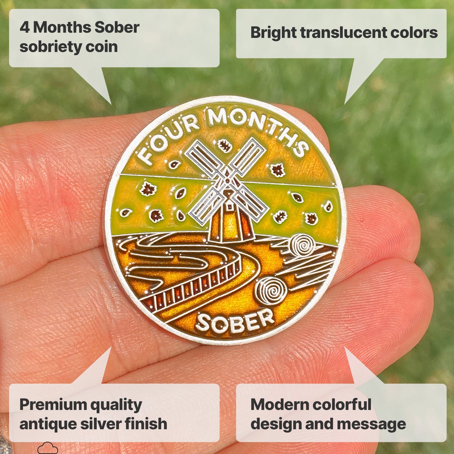 Four Months Sober sobriety coin - The Achieve Mint