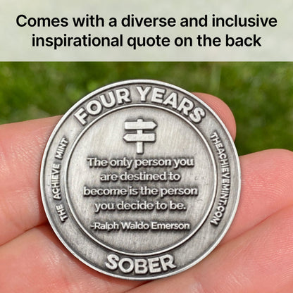 Four Years Sober sobriety coin - The Achieve Mint