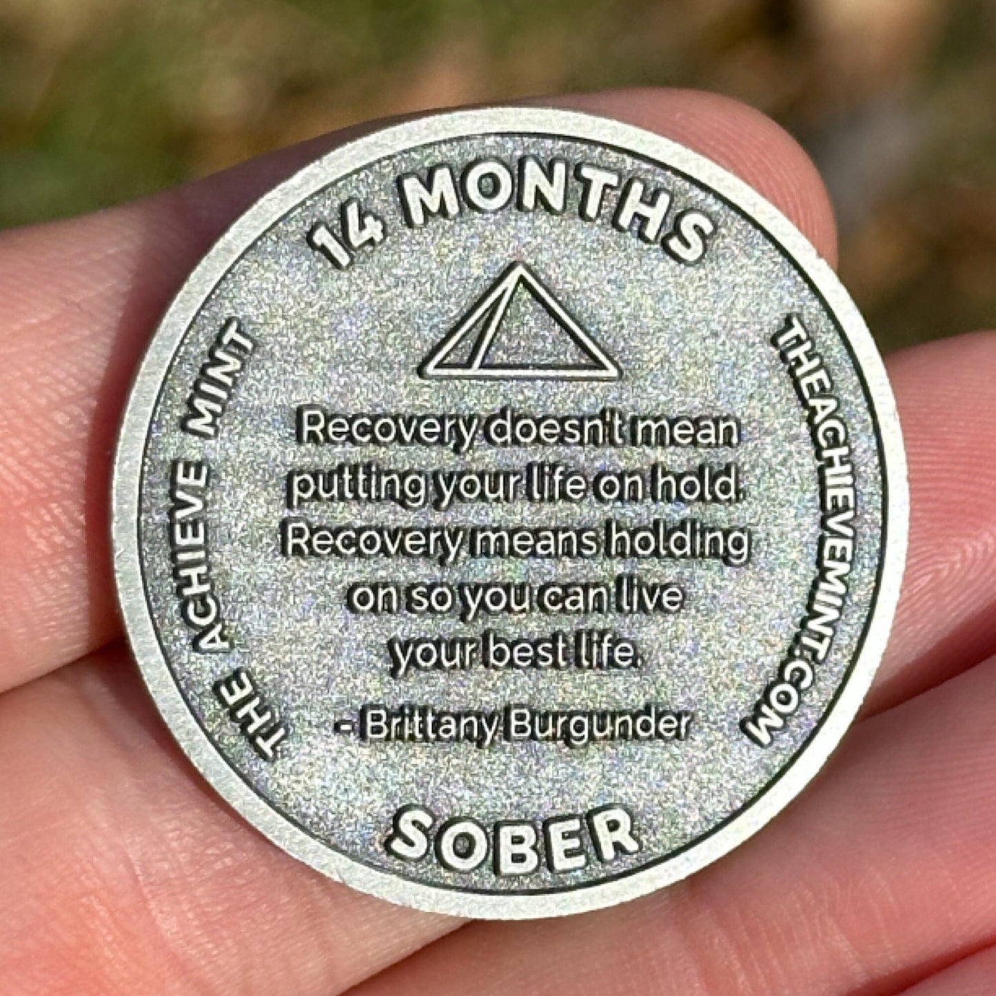 Fourteen Months Sober sobriety coin - The Achieve Mint
