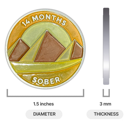 Fourteen Months Sober sobriety coin - The Achieve Mint
