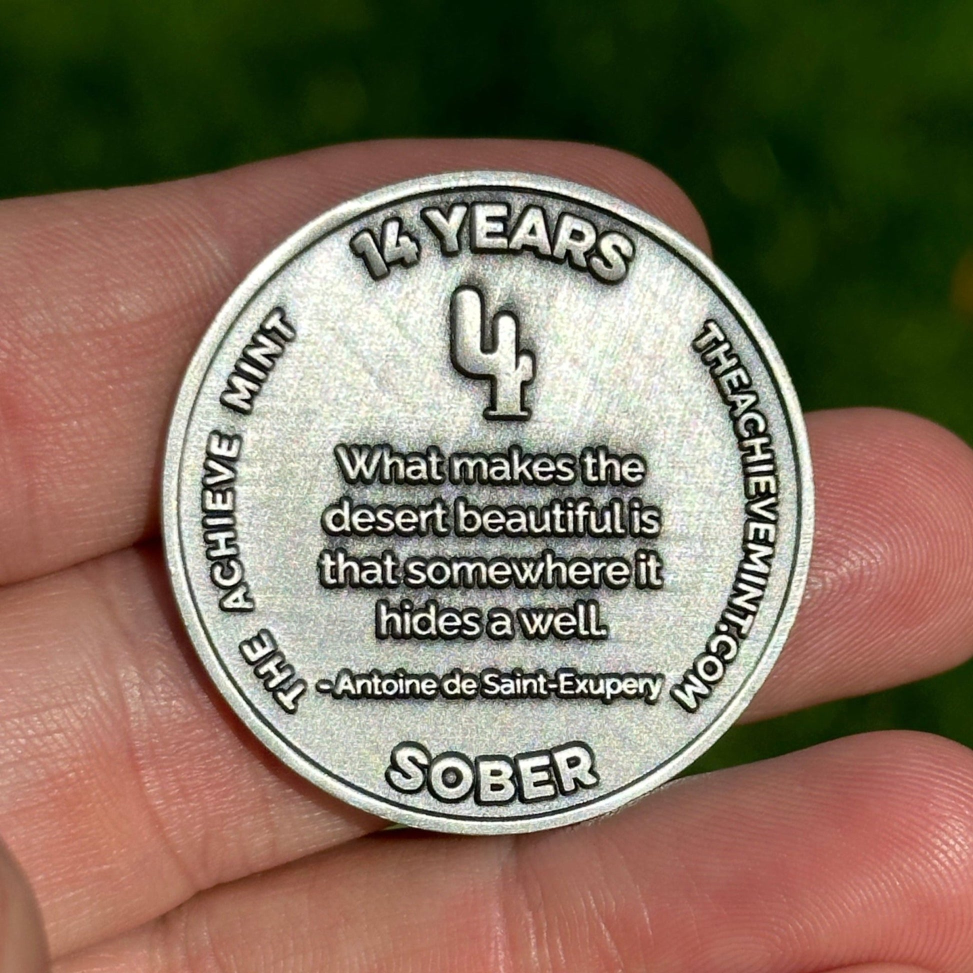 Fourteen Years Sober sobriety coin - The Achieve Mint