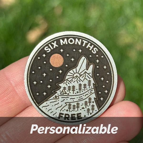 Custom Howling Wolf sobriety coin