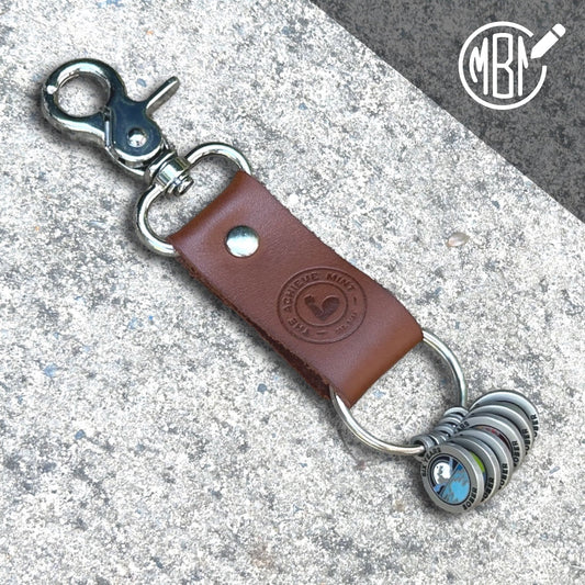 Leather sobriety token loop with optional monogram - The Achieve Mint