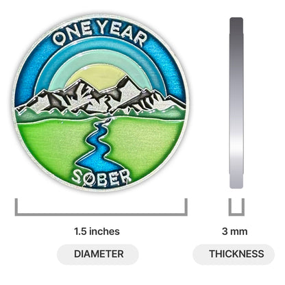 One Year Sober sobriety coin - The Achieve Mint