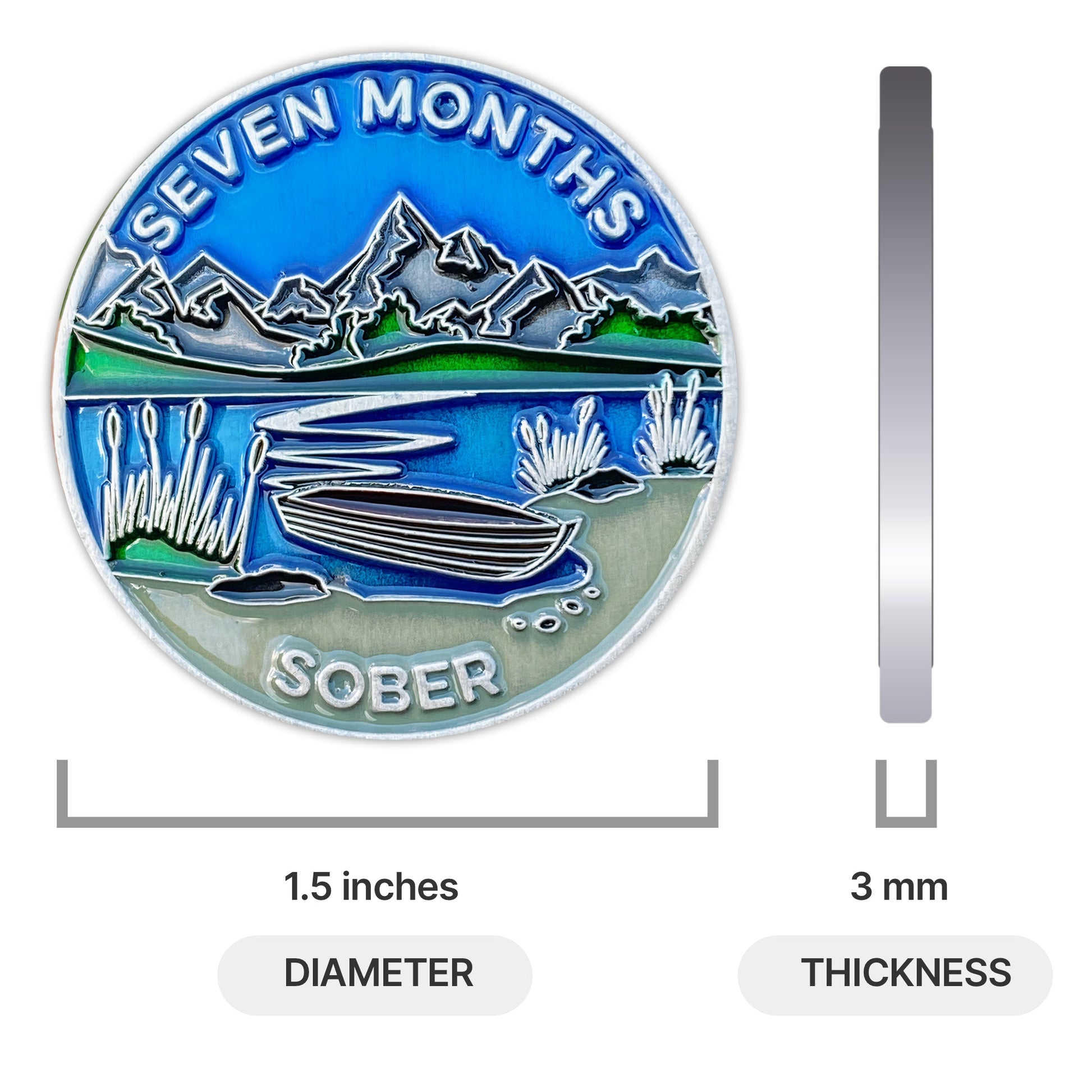 Seven Months Sober sobriety coin - The Achieve Mint