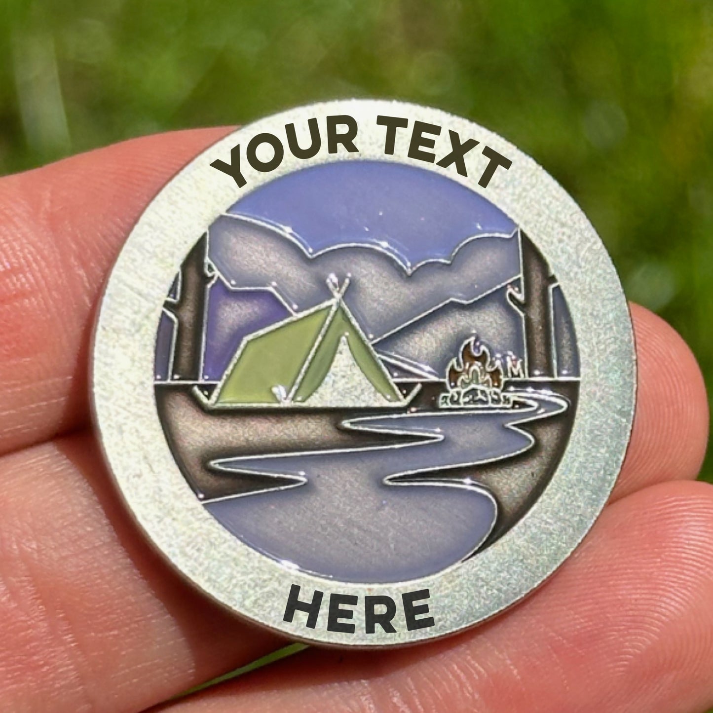 Custom color Nighttime Campground achievement coin