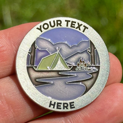 Custom color Nighttime Campground achievement coin
