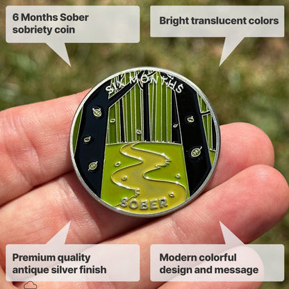 Six Months Sober sobriety coin - The Achieve Mint