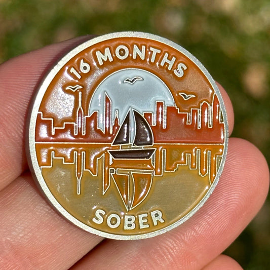 Sixteen Months Sober sobriety coin - The Achieve Mint