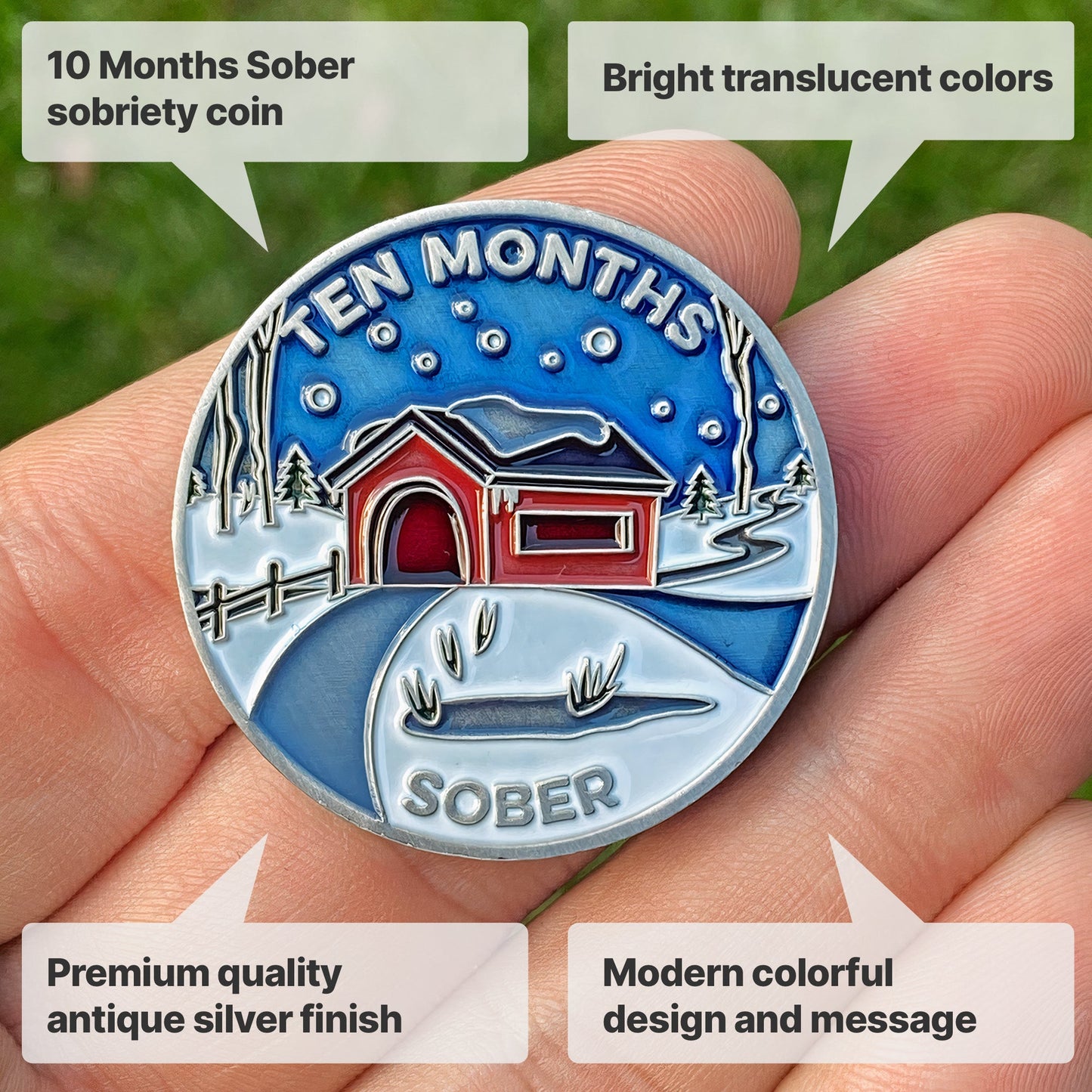 Ten Months Sobriety sobriety coin - The Achieve Mint