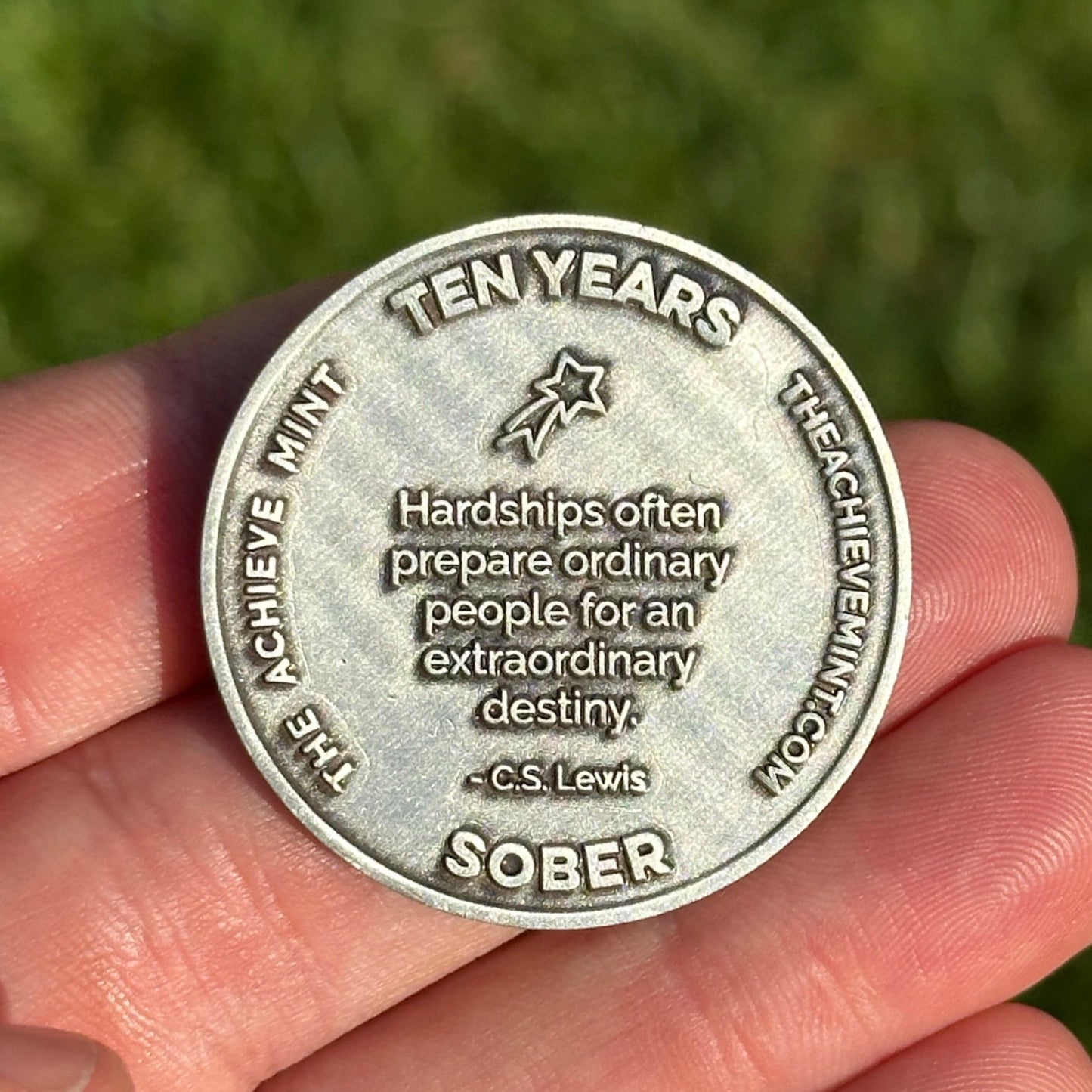 Ten Years Sober sobriety coin - The Achieve Mint