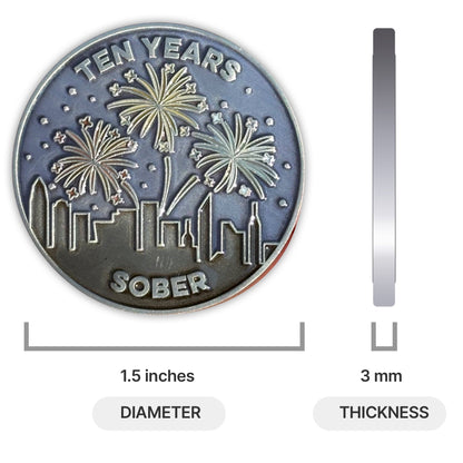 Ten Years Sober sobriety coin - The Achieve Mint