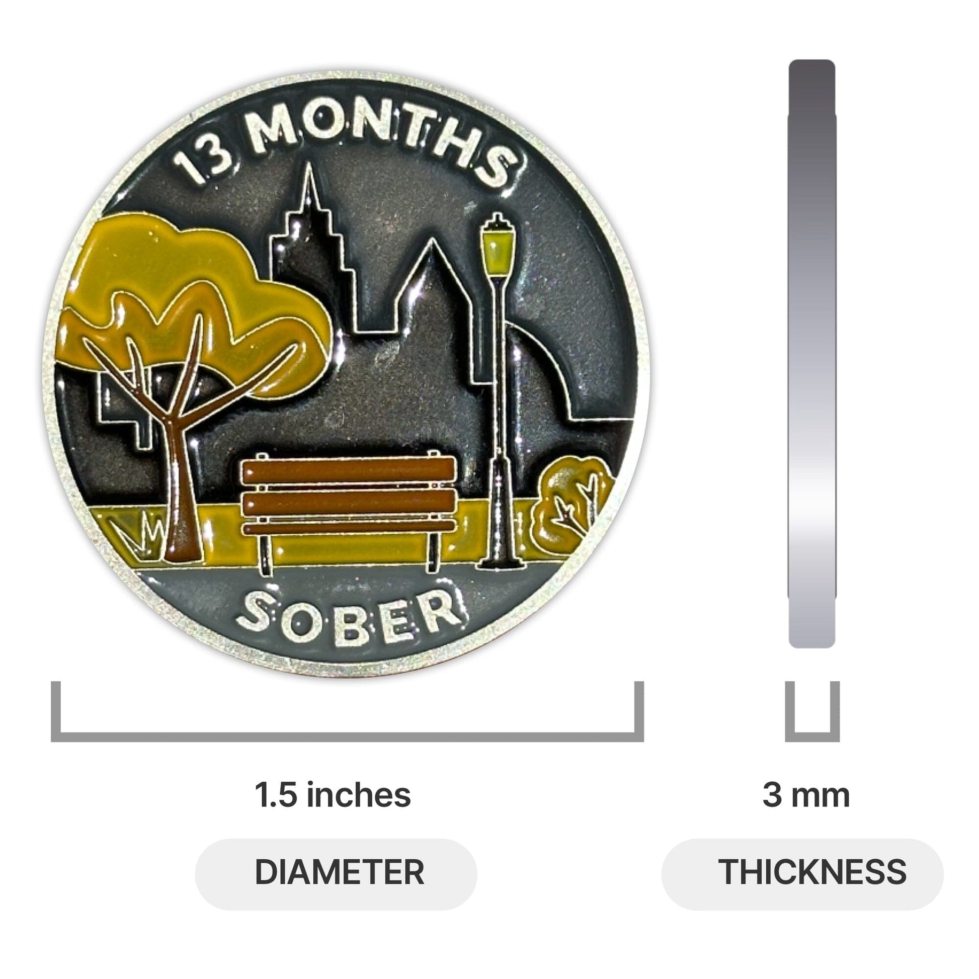 Thirteen Months Sober sobriety coin - The Achieve Mint