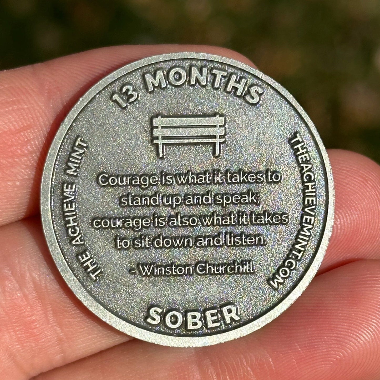 Thirteen Months Sober sobriety coin - The Achieve Mint