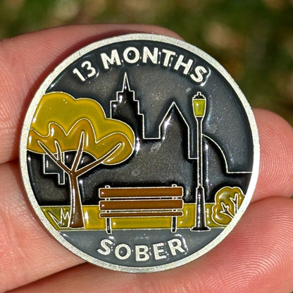 Thirteen Months Sober sobriety coin - The Achieve Mint