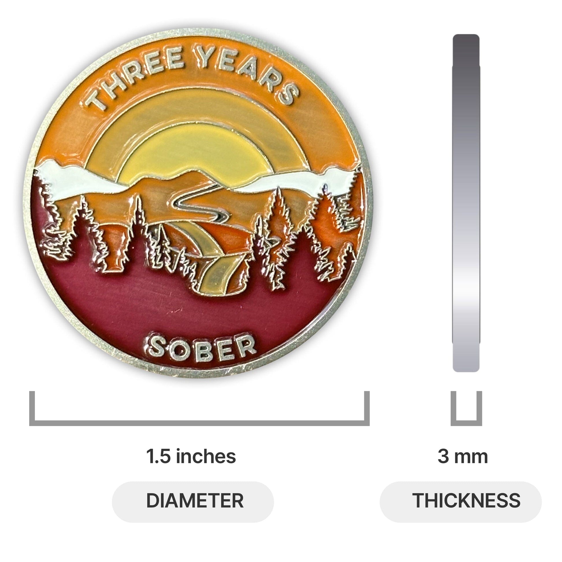 Three Years Sober sobriety coin - The Achieve Mint