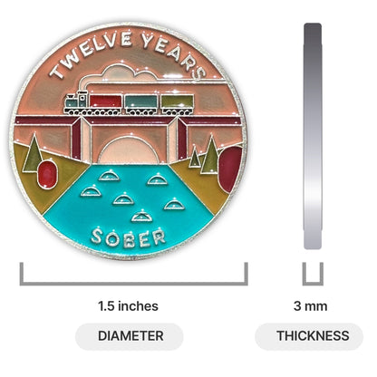 Twelve Years Sober sobriety coin - The Achieve Mint